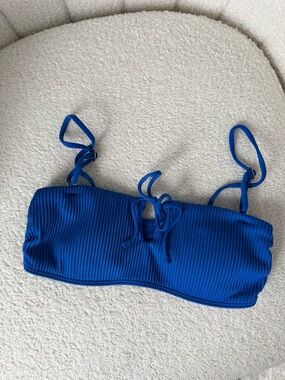 Ribbed Royal Blue Bandeau Bikini Top